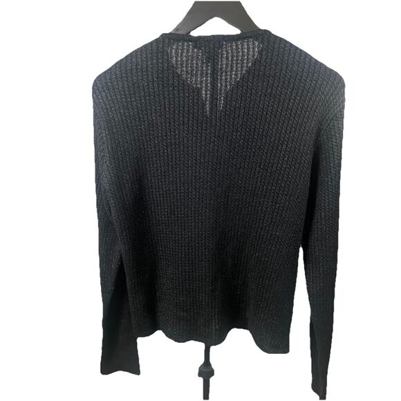 J Crew Cardigan Women’s Sz M Black Metallic Rib-Knit Cotton Blend - Picture 2 of 8